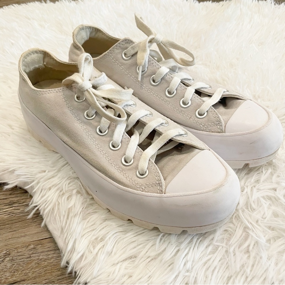 Converse All Star White Canvas Sneakers Chunky Sole 8.5